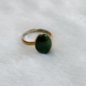 Vintage Adjustable Ring with Green Stone